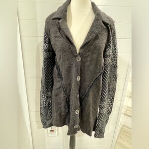 Free people, black gray cardigan sweater, coat ladies large
